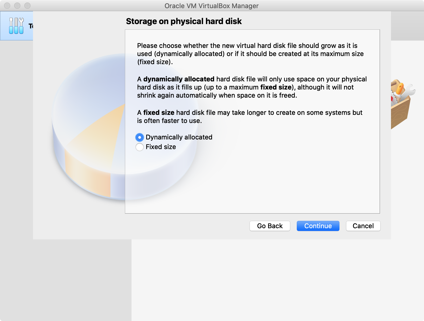 Storage on physical hard disk